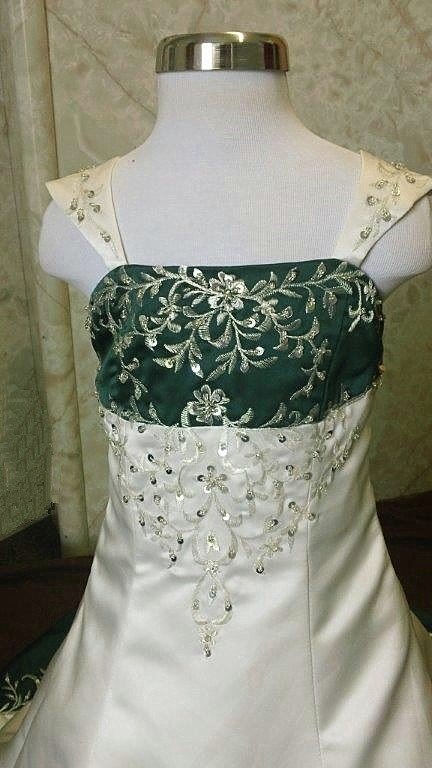 ivory green flower girl dress